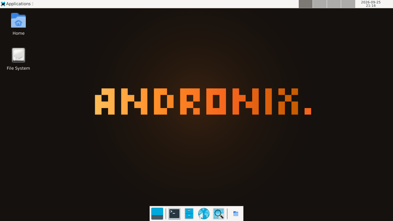 Debian 13 with the XFCE desktop, installed with Andronix