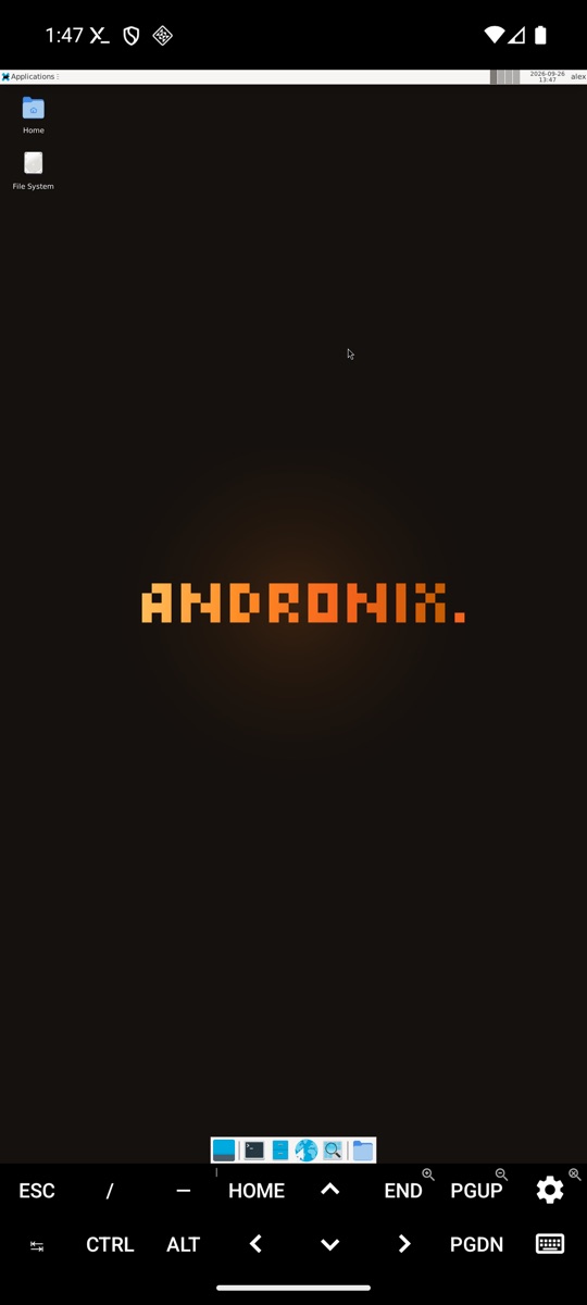 XFCE in Termux:X11, full screen on a phone
